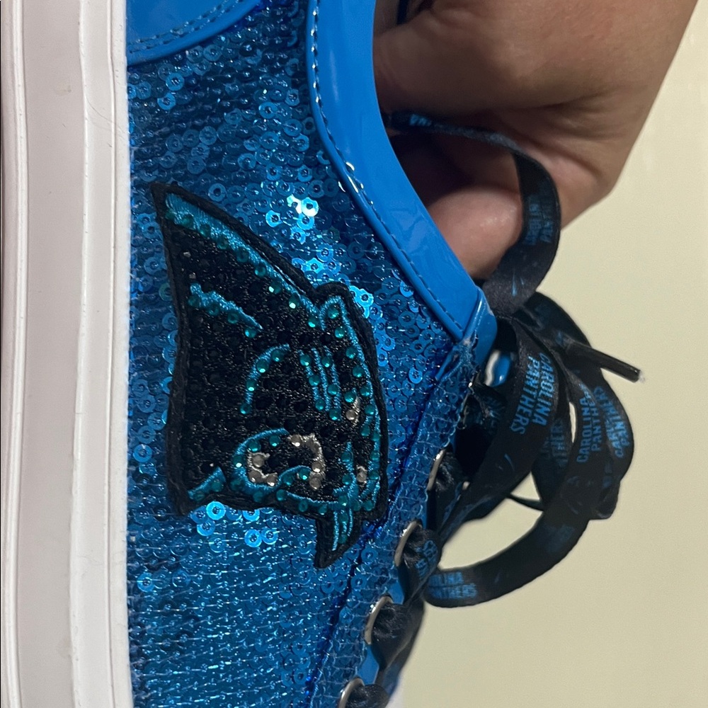 Carolina Panthers Blue Sequin Sneakers - Picture 4 of 5
